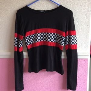 Black, White, Red checkered long sleeve shirt!